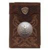 Custom Morgan Dollar Tails Brown Premium Shield Tri-fold Leather Wallet