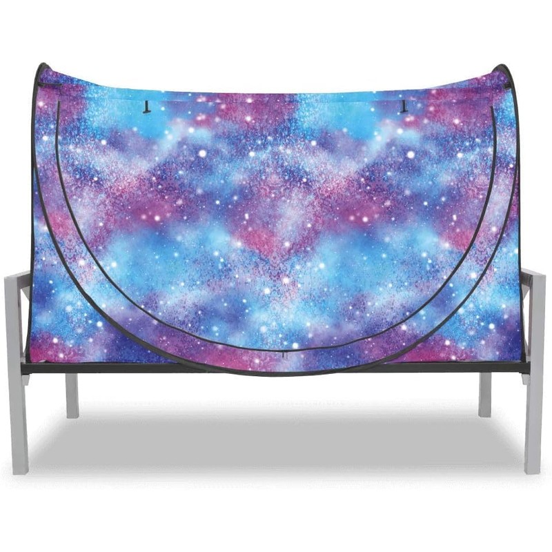 Privacy Pop up Eclipse Bed Tent Bed Drapes (Unicorn Galaxy,