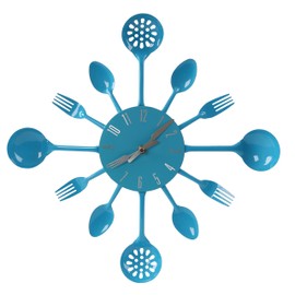 Premier Housewares Blue Wall Clock Kitchen Themed Kitchen Clocks Wall Metal Wall Clocks For Living Room Frameless Wall Clock Modern Wall Clock 33x33x5