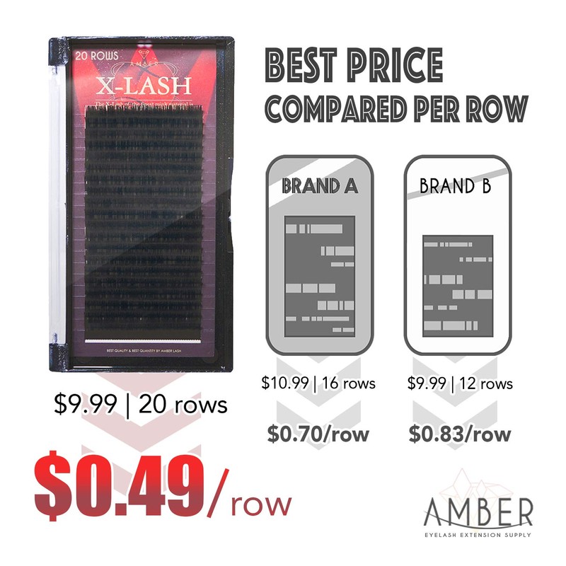 Amber Lash X-Lash, Mink Lash for Eyelash Extension Thickness 0.15mm