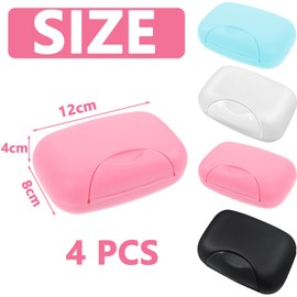 4 Pcs Soap Holder Soap Dish Travel Soap Case,Soap Dish With Lid Soap Box For Shower Travel Hiking Bathroom School Gym
