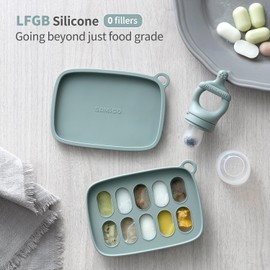 SAMiGO Baby Food Fruit Feeder and Breastmilk Popsicle Mold Set, Silicone Fruit Teether, Food Feeder Pacifier for Teething Relief, Freezer Tray, Baby Feeding Essentials, 4 Months+