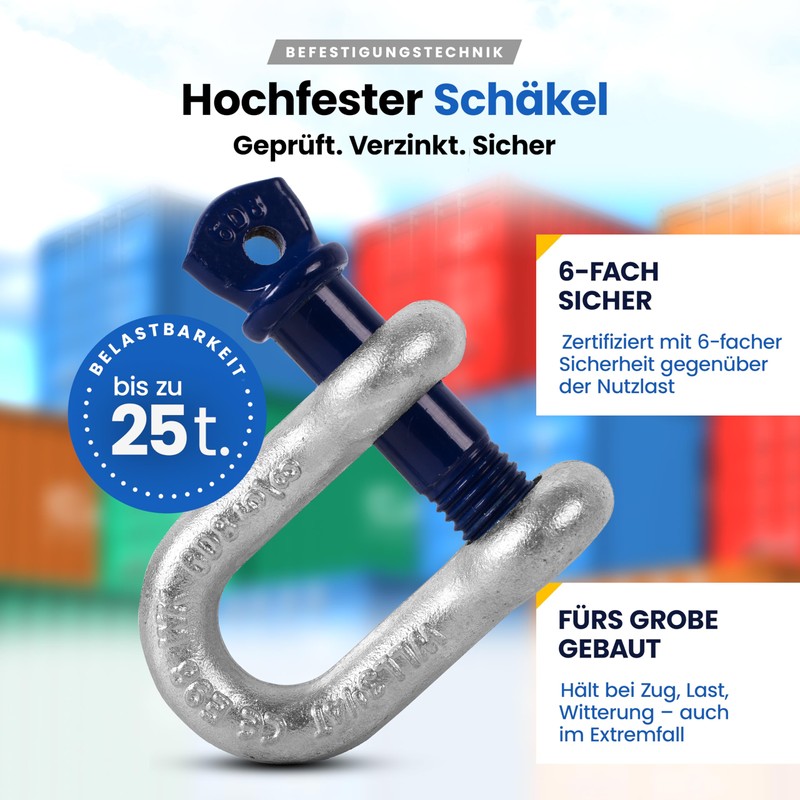 Straight Shackle with Eye Bolt - 3.25t Load Capacity -