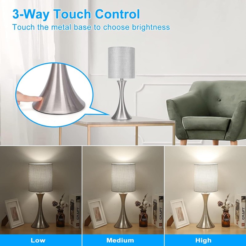 3 Way Touch Control Table Lamp, Dimmable Bedside Desk Lamp