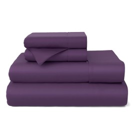 Cosy House Collection 100% Rayon Derived from Bamboo Bed Sheet Set - Cooling, Breathable, Silky Soft 4-Piece Deep Pocket Bedding Set (Full, Purple)