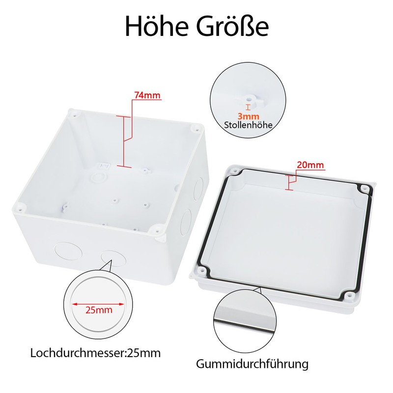 LeMotech Junction Box with Reserved Holes ABS Plastic Electrical Box
