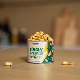 50Hertz Tingly Peanuts 5.5 oz Can (4 Pack) – Extra Large Crunchy Peanuts with Sichuan Pepper (Szechuan Peppercorn) – Tongue-Tingling Mala Numbing Snacks – 35g Protein, Natural Dry Mouth Relief