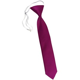 TigerTie Children's Tie in Plain - Tie Pre-Tied with Elastic Band, magenta