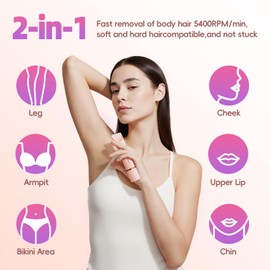 VELOZ 2025 New Bikini Trimmer for Women - 2-in-1 Painless Electric Razors for Women Pubic Hair, Legs, Underarms, Face | IPX7 Waterproof Wet Dry Use Bikini Shaver | Rechargeable & Easy Cleaning