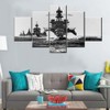 Black and White Canvas Wall Art War Ship Painting for