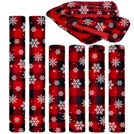 Boao 6 Pieces Christmas Refrigerator Cover Door Handle Covers Thick Plaid Kitchen Appliance Covers Handle Protector for Christmas Decorations Microwave(Black and Red,Snowflake)