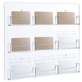 WILLOWDALE Acrylic Name Badge Holder Wall Mount, Clear Business Card Holder Organizer Display, Name Tag ID Holder with 9 Pockets, Plastic Card Holder Home Office Supplies Storage Rack