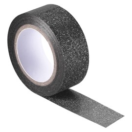 MECCANIXITY 0.6inch x 16.4ft Glitter Tape, Decorative Craft Tape Self Adhesive Stick Light Black 1.5cm x 5 M for Scrapbook, DIY Arts, Gift Wrapping