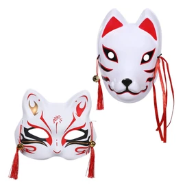 SALUDABLE Fox Mask, Mask, Ball, Cat Mask, Cosplay, Japanese Style, Festival, Set of 2