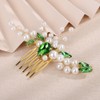 Teyglen Wedding Pearl Hair Comb Elegant Green Crystal Pearl Hair