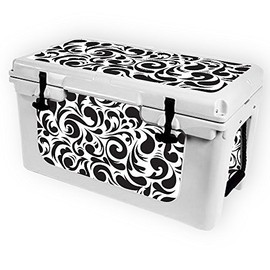 MightySkins (Cooler Not Included) Skin Compatible with RTIC 45 Cooler (2017 Model) - Swirly Black | Protective, Durable, and Unique Vinyl Decal wrap Cover | Easy to Apply | Made in The USA