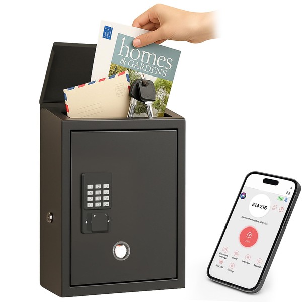 WeHere Mailbox with Electronic Lock, Wall Mount Locking MailBoxes for