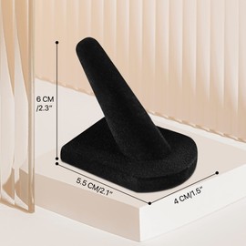 Flexzion - Soporte de anillo de terciopelo en forma de dedo, para venta o uso personal, soporte de anillo para joyas, anillo de punta, anillo de campeonato y más, paquete de 6, color negro