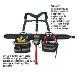 CLC Custom Leathercraft 6714 Heavy Duty Framers 5 Piece Comfort-lift Combo Tool Belt Apron, 31 Pocket