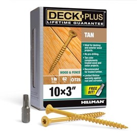 Deck Plus 48418 - Tornillos para madera #10 x 3 pulgadas, color bronceado, caja de 1 libra