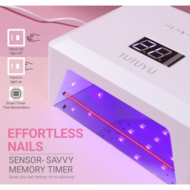 TUTUYU 30-LED Nail Lamp for Gel Polish Curing, 4 Timer