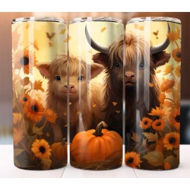 Handmade Baby Highland Cow  Tumbler 20oz Cup Mug 20oz Lid Straw Skinny Drinkware