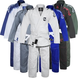 Zafco Sports Brazilian Jiu Jitsu Gi BJJ Gi for Men & Women Grappling gi Uniform Kimonos Light, Preshrunk, with White Belt (White/Black, A4)