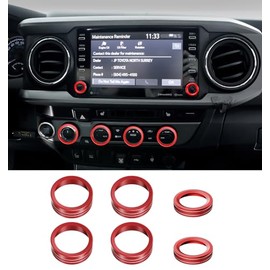 Sinvanho Interior Accessories for Toyota Tacoma 2023 2022 2021 2020 with 8" or 7" Touchscreens, Decorated Button Knob Covers for Air Conditioner AC Audio CD Radio Switch, Aluminum Alloy Trim Knob Rings, 6PCS