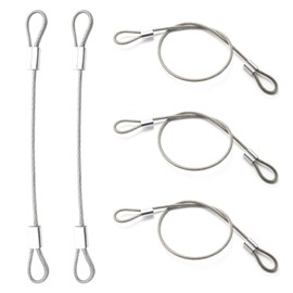 Stainless Steel Cable with Loops, Vinyl Coated Wire Rope Lanyard Lock Security Chains for Outdoor Gates, Stage Lighting, Luggage Lock Wire Rope with Loops 2mm Thickness 12inch Length - 5 Packs