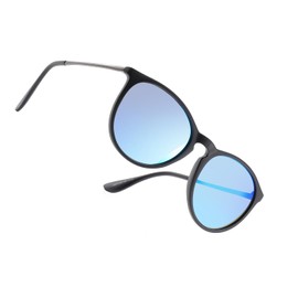 UrbanLens Reader Sunglasses for Women Bifocal for Reading Under the Sun Vintage style glasses-UV PROTECTION (Black Frame/Blue Mirrored Lens, 1.0, x)