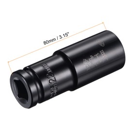 sourcing map 1/2" Drive by 22mm Deep Impact Socket, Heat-Treated CR-V Steel 3.15" Length, 6-Point Metric Sizes