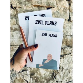 Evil Plans Notepad high  quality notebooks spiral  notebook girl gift planners - Select Variation:: Half Page without Lines + Mini