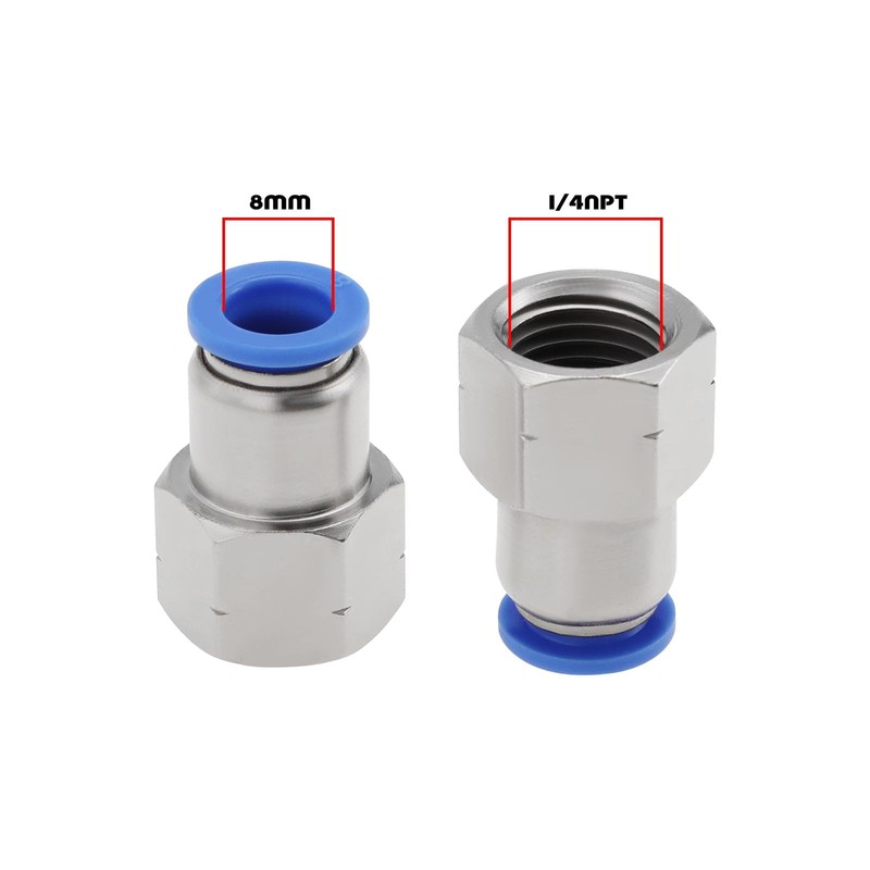 EMSea 4Pcs 8mm Tube OD x 1/4" NPT Female Thread