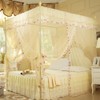 Luxury Princess 3 Side Openings Post Bed Curtain Canopy Netting