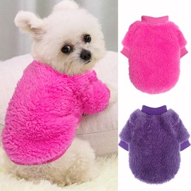 2 Cute Dog Sweaters for Girls - Fall/Winter Warm Fleece Chihuahua & Small Dog Clothes, XS