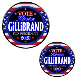 ValxArt Kirsten Gillibrand Flag 2020 US President 3" Magnet + 2.25" Pin-Back Button