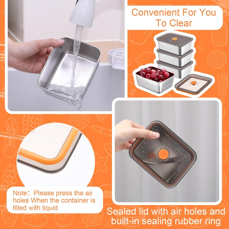Layhit 10 Set Stainless Steel Food Containers with Lids Metal