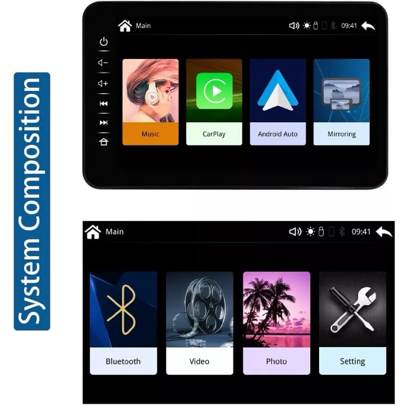 Koodea KKODEA Wireless Carplay Connection to Mobile Internet 7" Touchscreen,