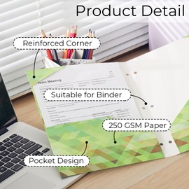 Y YOMA 6 Pack 2 Pocket Letter Size Abstract Design Project Folders