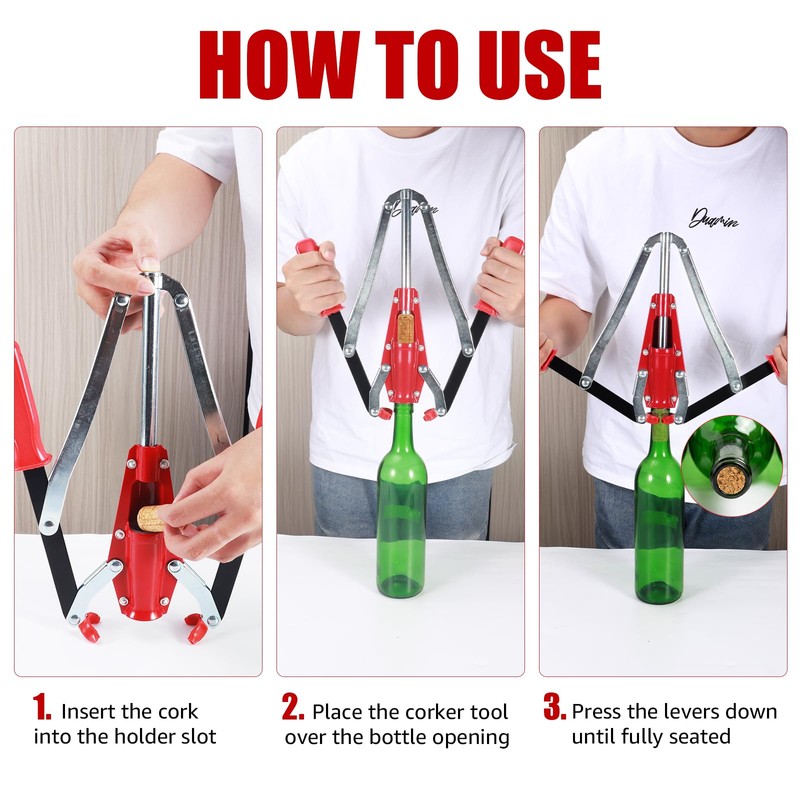 Hgkeke Double Lever Wine Corker, Effortless Metall Corker for Wine