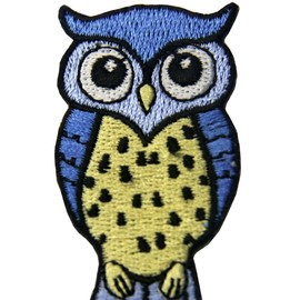 Cute Blue and Yellow Owl Applique Embroidered Badge Iron On Sew On Patch