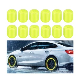 JNNJ Pack of 12 Universal Car Tyre Valve Caps, Fluorescent Tyres for Cars, Illuminated Tyre Valve Caps for Cars, Car Tyre Handle Dust Caps (Yellow)