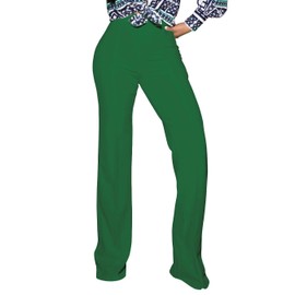 PINSV Women's High Waisted Stretchy Bootcut Pull On Dress Pants Casual Work Pants Green S