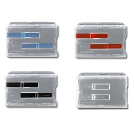 Waizmann.IDeaS® 5 x Card Holder ID Card Holder Name Plate 2 Cards Hard Plastic Horizontal Blue