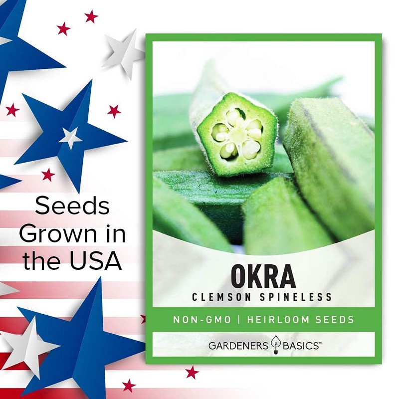 Gardeners Basics, Okra Seeds for Planting - Clemson Spinless Heirloom,