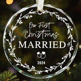 First Christmas Married Ornaments, Wedding Gifts for Couple 2024, Engagement Gifts for Her, Just Married Ornament, Bride Gifts Bachelorette Gifts Bridal Shower Gift for Newlywed