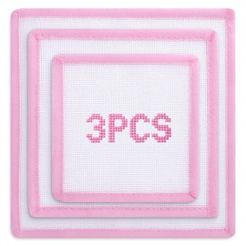 Zplontya Bound Needlepoint Canvas – 3 Pcs 18 Mesh Pink Cotton Blank Canvas Set, 100% Pure Cotton with Non-Fray Edges for Needlepoint & Cross Stitch Project