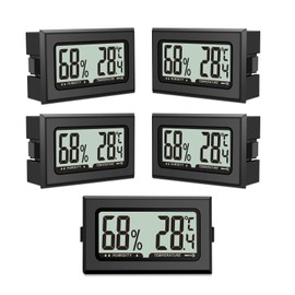 Pixelure Thermometer, Hygrometer, Humidity Meter, Mini Digital Temperature, Room Thermometer for Indoor Greenhouses, Gardens, Pack of 5