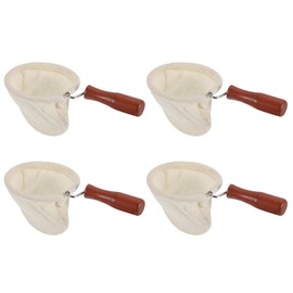 uxcell 6 Pcs Cloth Coffee Filter Bags, Coffee Sock Filter, Reusable Coffee Strainer with Wooden Handle, Small, Beige