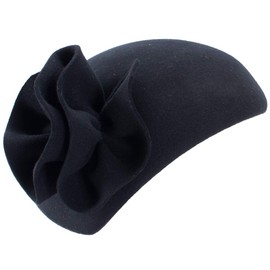 Lawliet Womens Teardrop Wool Felt Fascinator Tam Beret Casque Cocktail Hat A566 (Black)